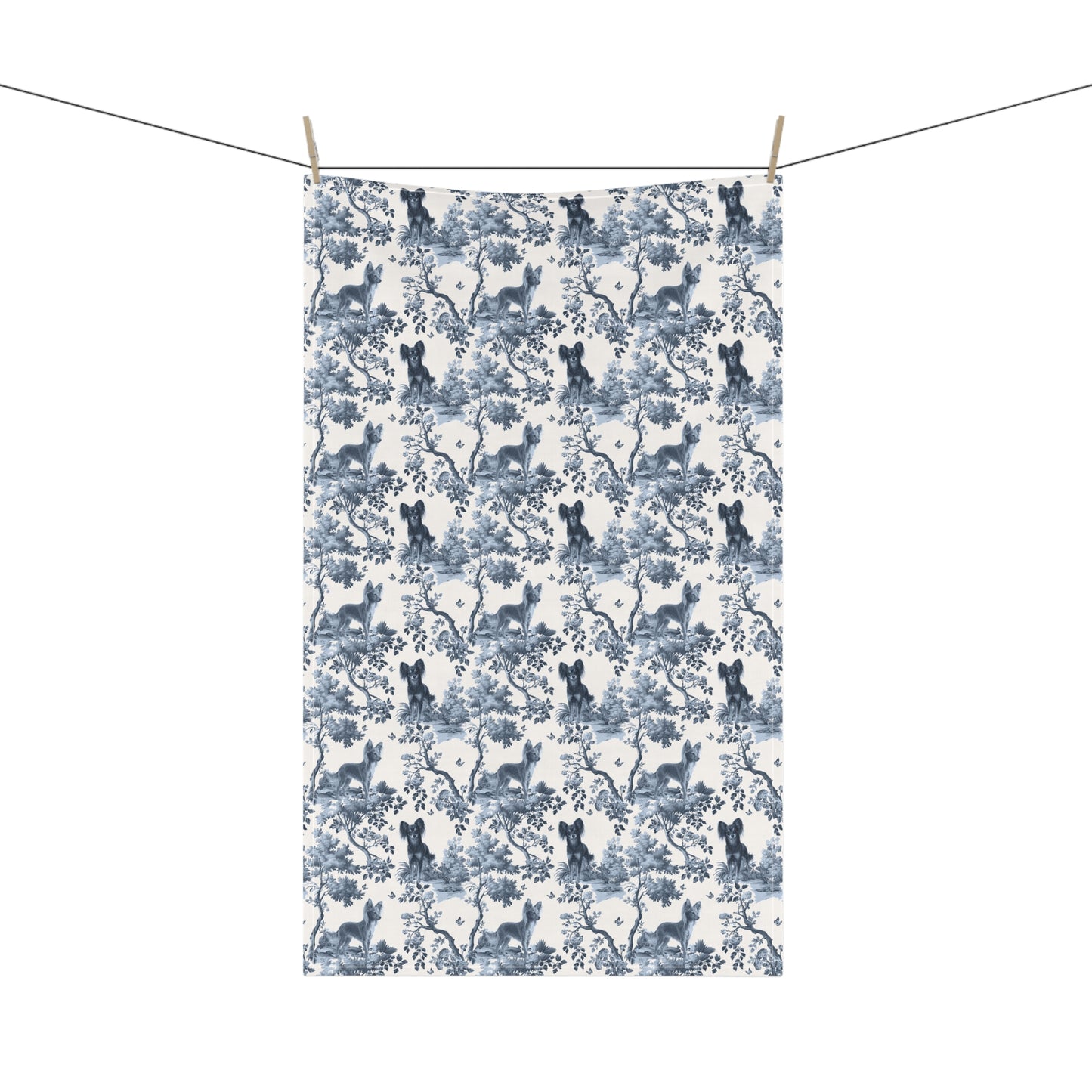 Russian Toy Longhaired Cotton Tea Towels - Toile Pattern