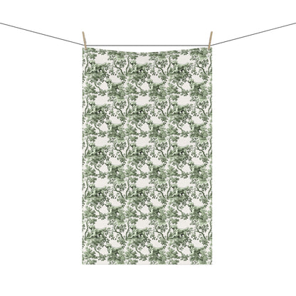 Golden Retriever Cotton Tea Towels - Sage Green Toile Pattern