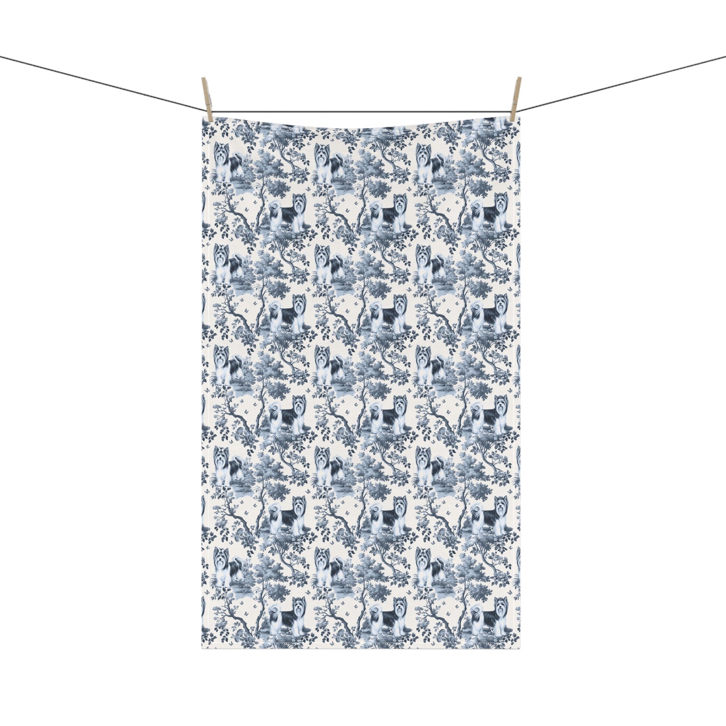 Biewer Terrier Cotton Tea Towels - Toile Pattern
