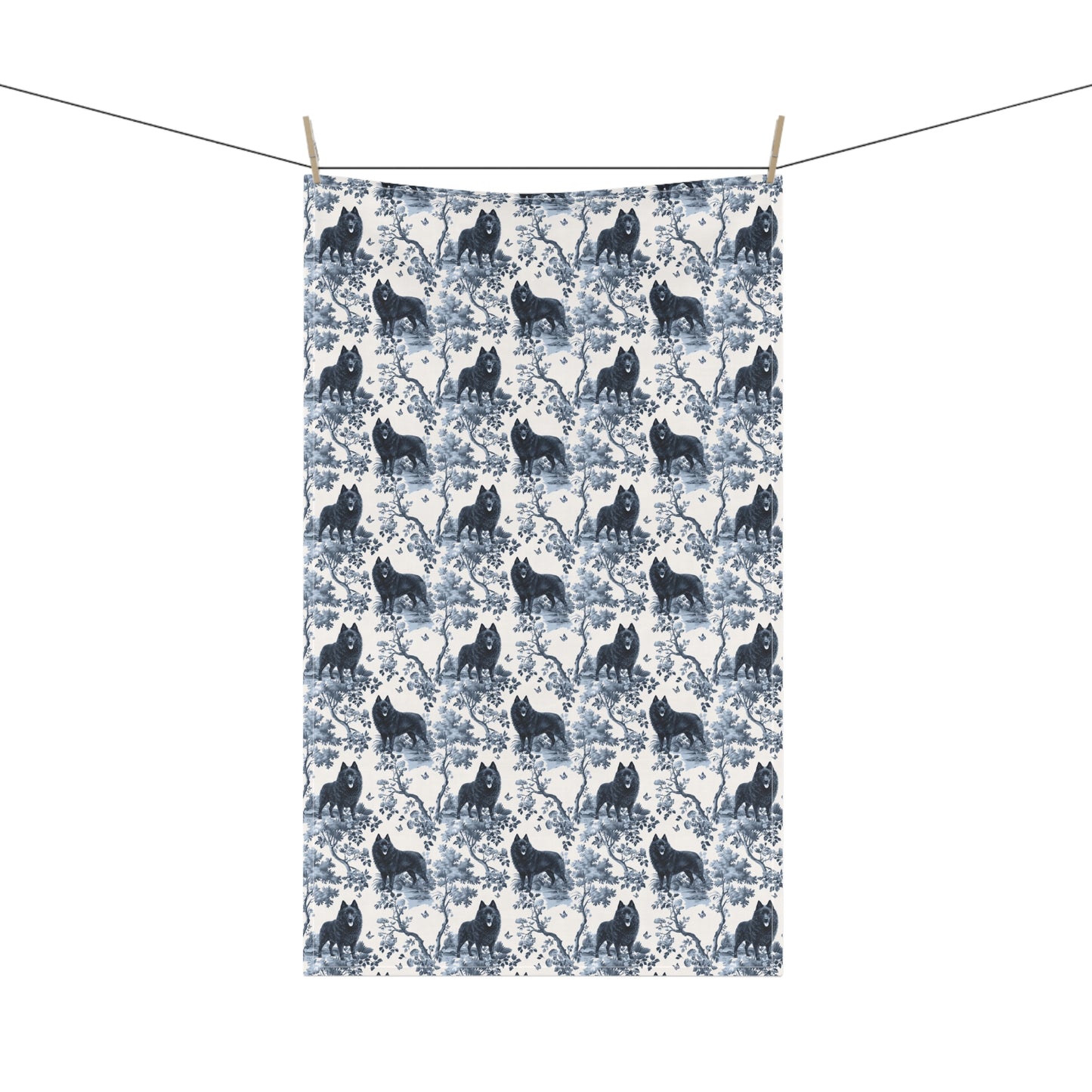 Schipperke Cotton Tea Towels - Toile Pattern