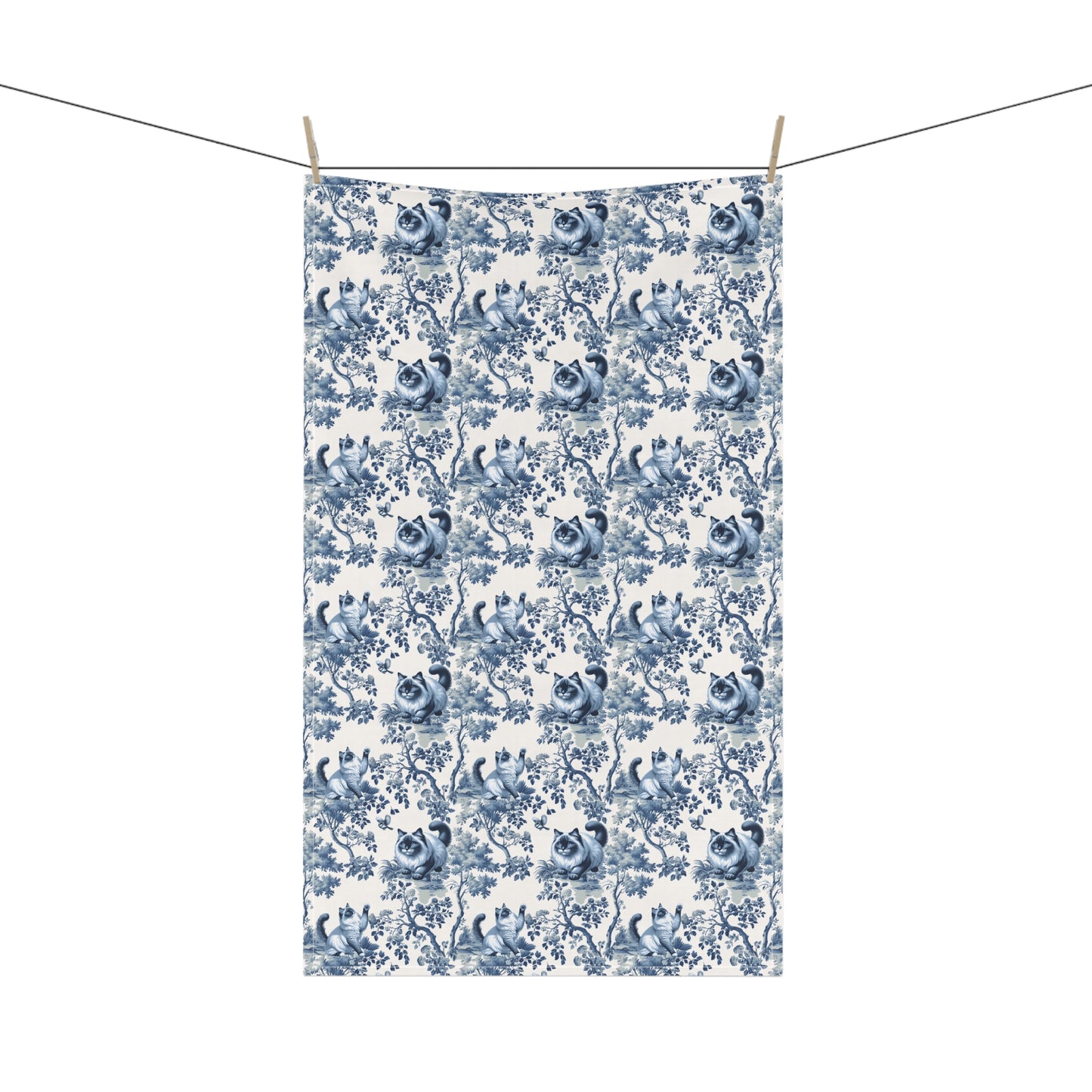 Ragdoll Cat Cotton Tea Towels - Toile Pattern
