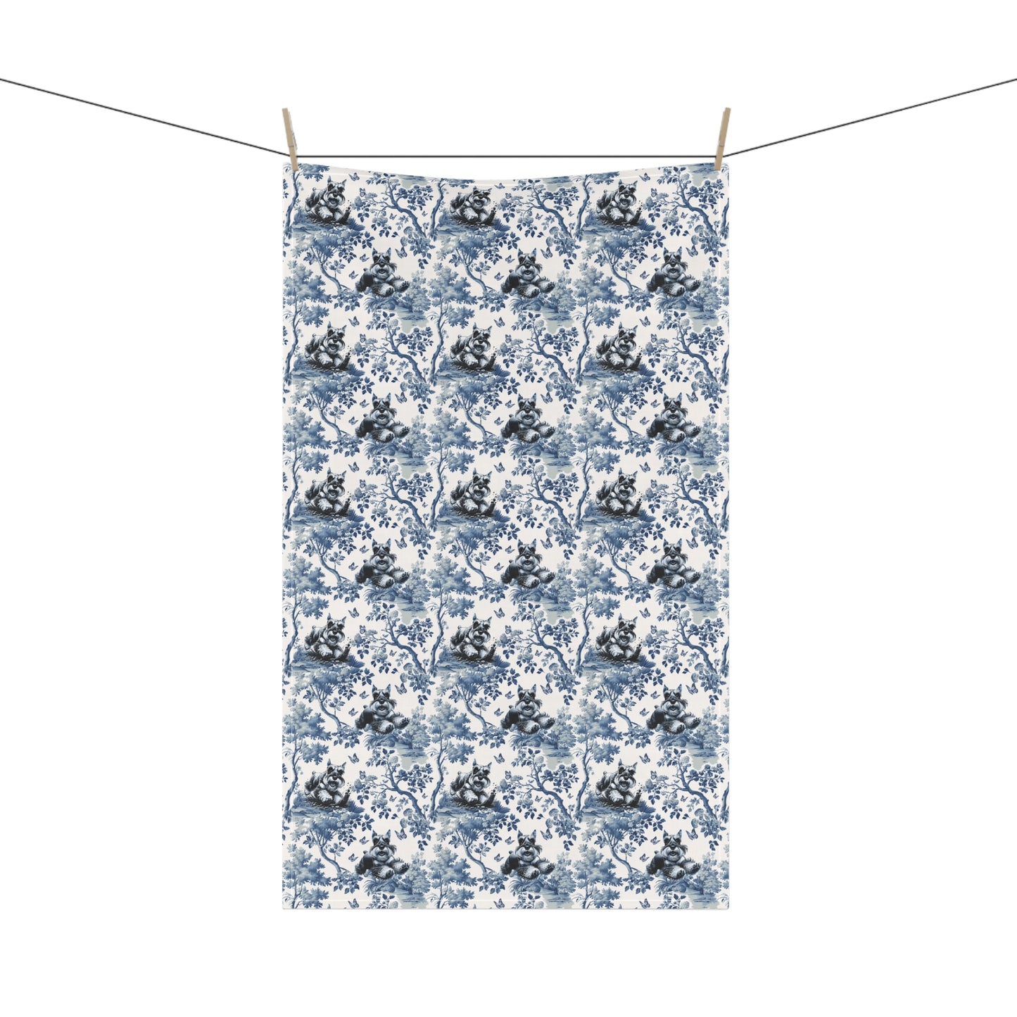 Miniature Schnauzer Cotton Tea Towels - Toile Pattern