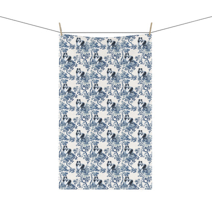 Rough Collie Cotton Tea Towels -Toile Pattern