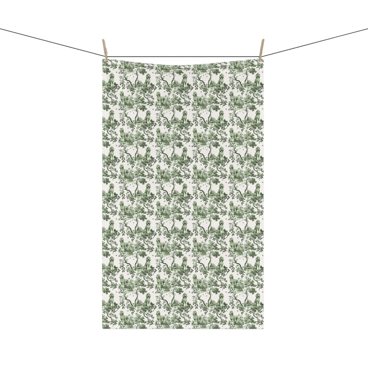 Standard Poodle Garden Toile tea towel