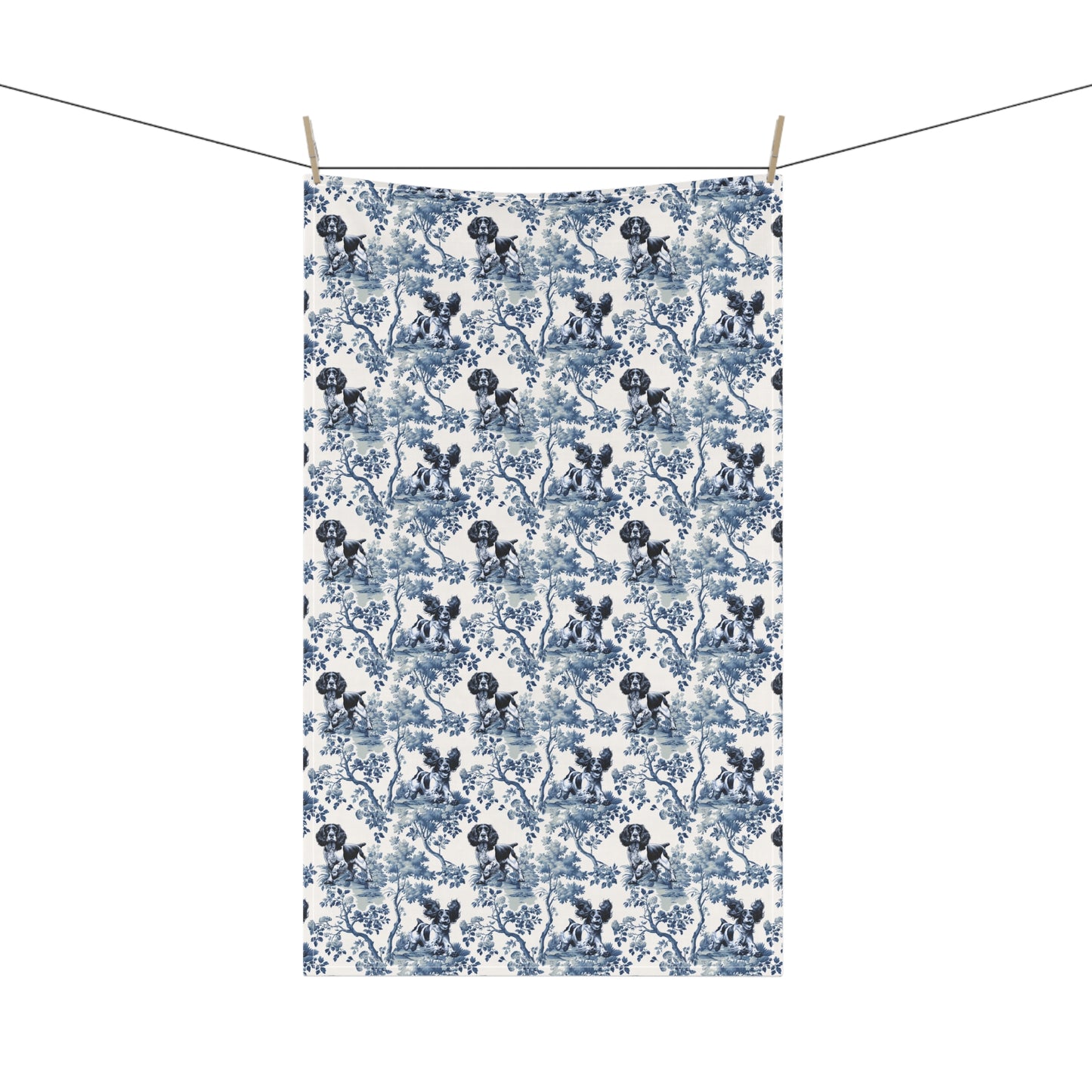 English Springer Spaniel Cotton Tea Towels -Toile Pattern
