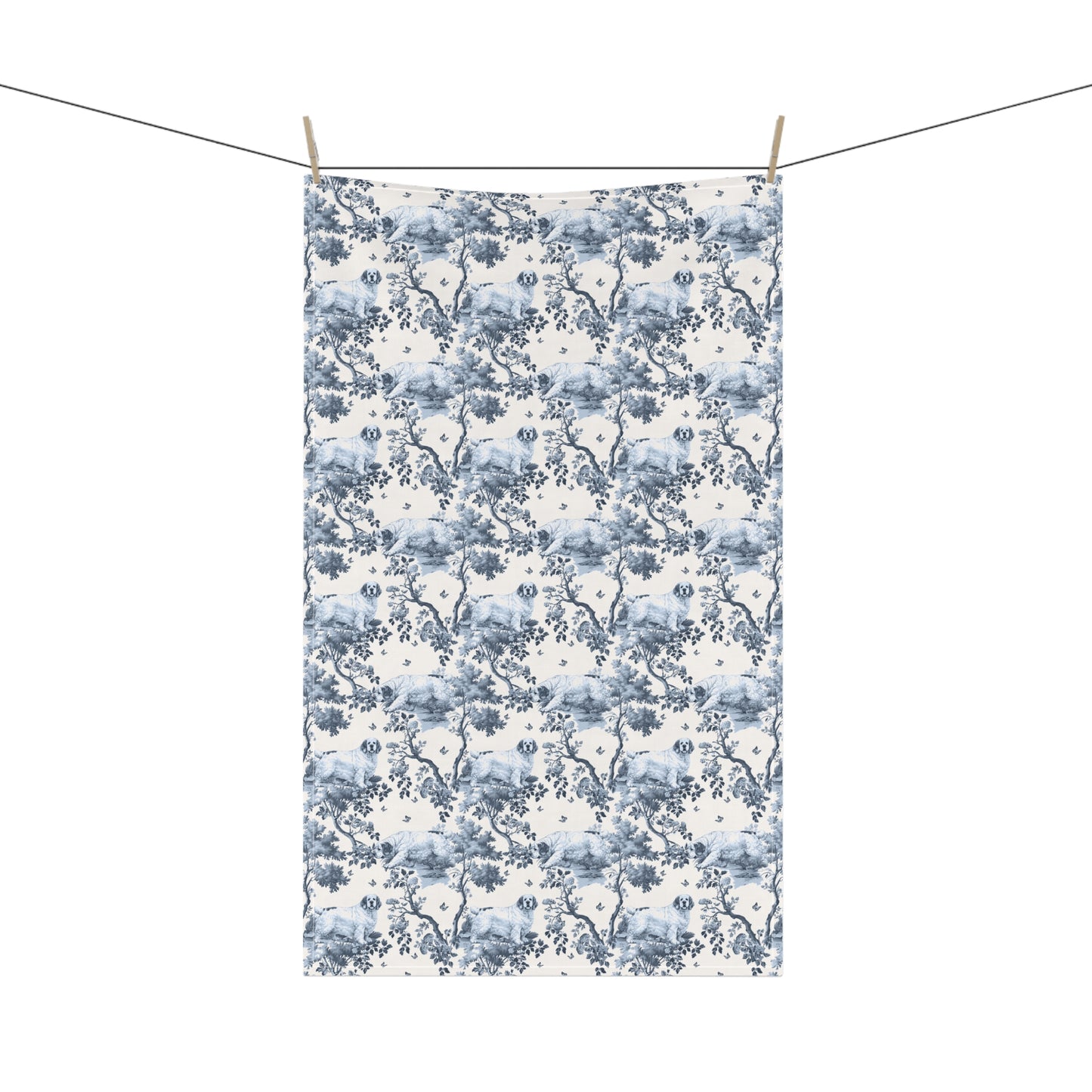 Clumber Spaniel Cotton Tea Towels - Toile Pattern