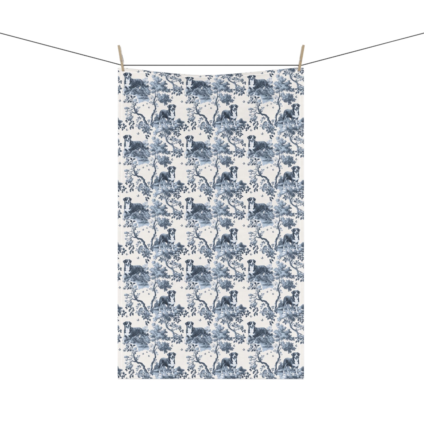 Swiss Mountain Dog Cotton Tea Towels - Toile Pattern