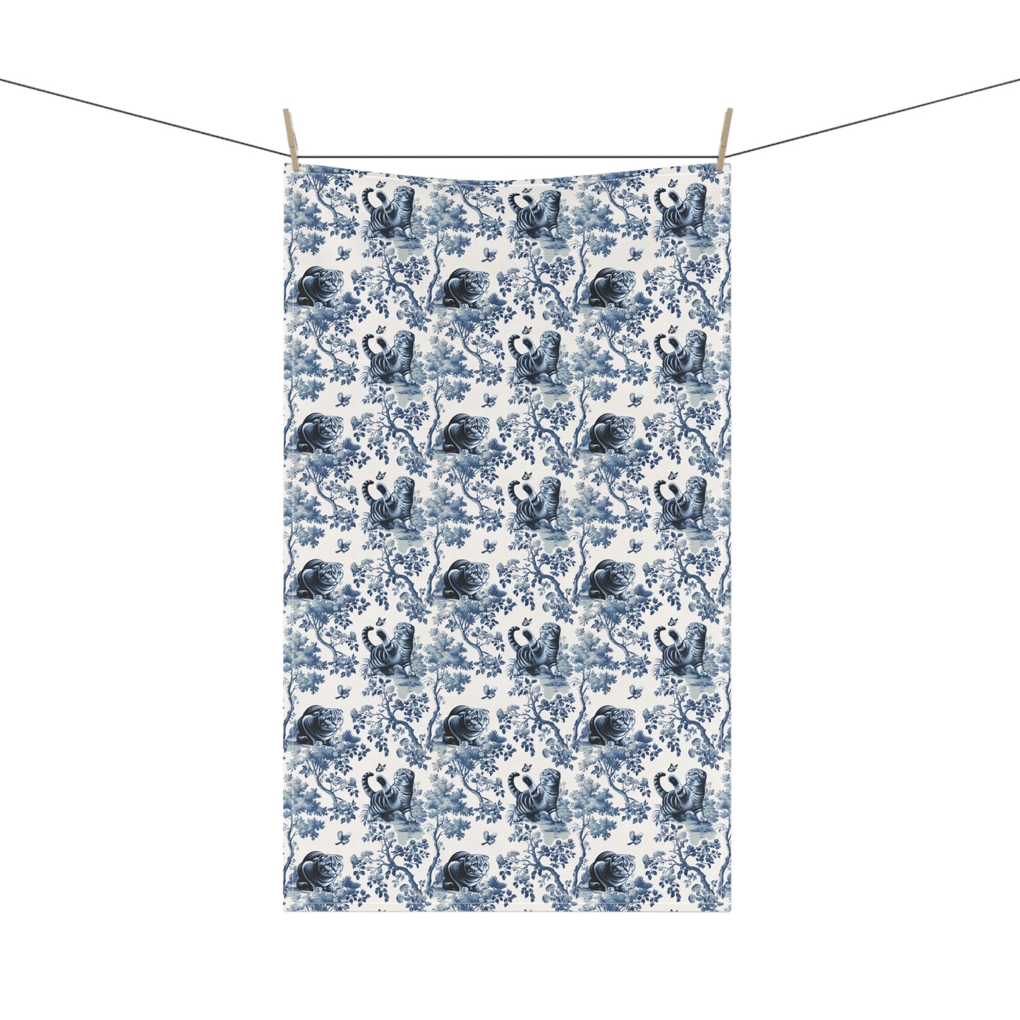 Scottish Fold Cat Cotton Tea Towels - Toile Pattern