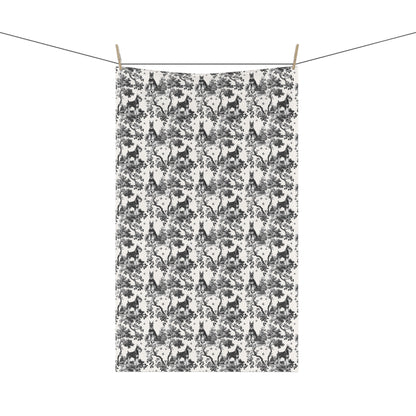 Standard Schnauzer Cotton Tea Towels - Black Toile Pattern