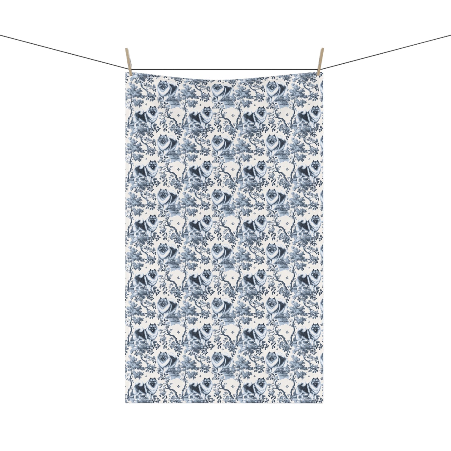 Keeshond Cotton Tea Towels - Toile Pattern