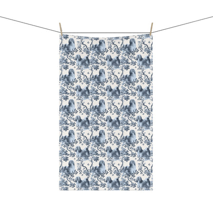 Lhasa Apso Cotton Tea Towels - Toile Pattern