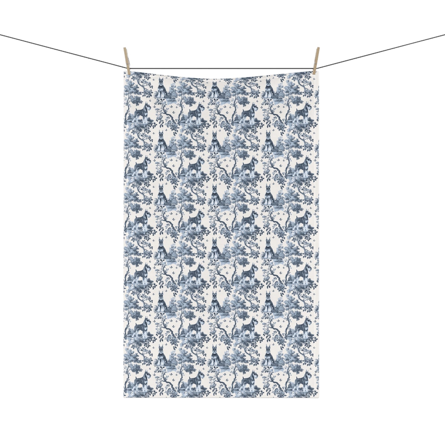 Standard Schnauzer Cotton Tea Towels - Toile Pattern