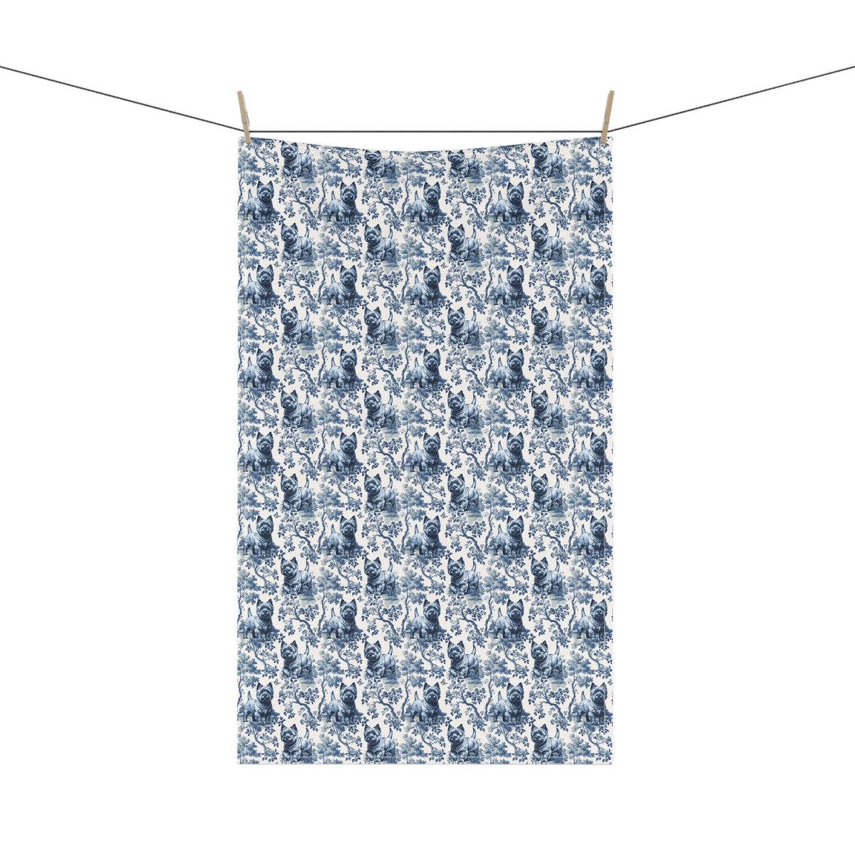 Cairn Terrier Garden Toile tea towel