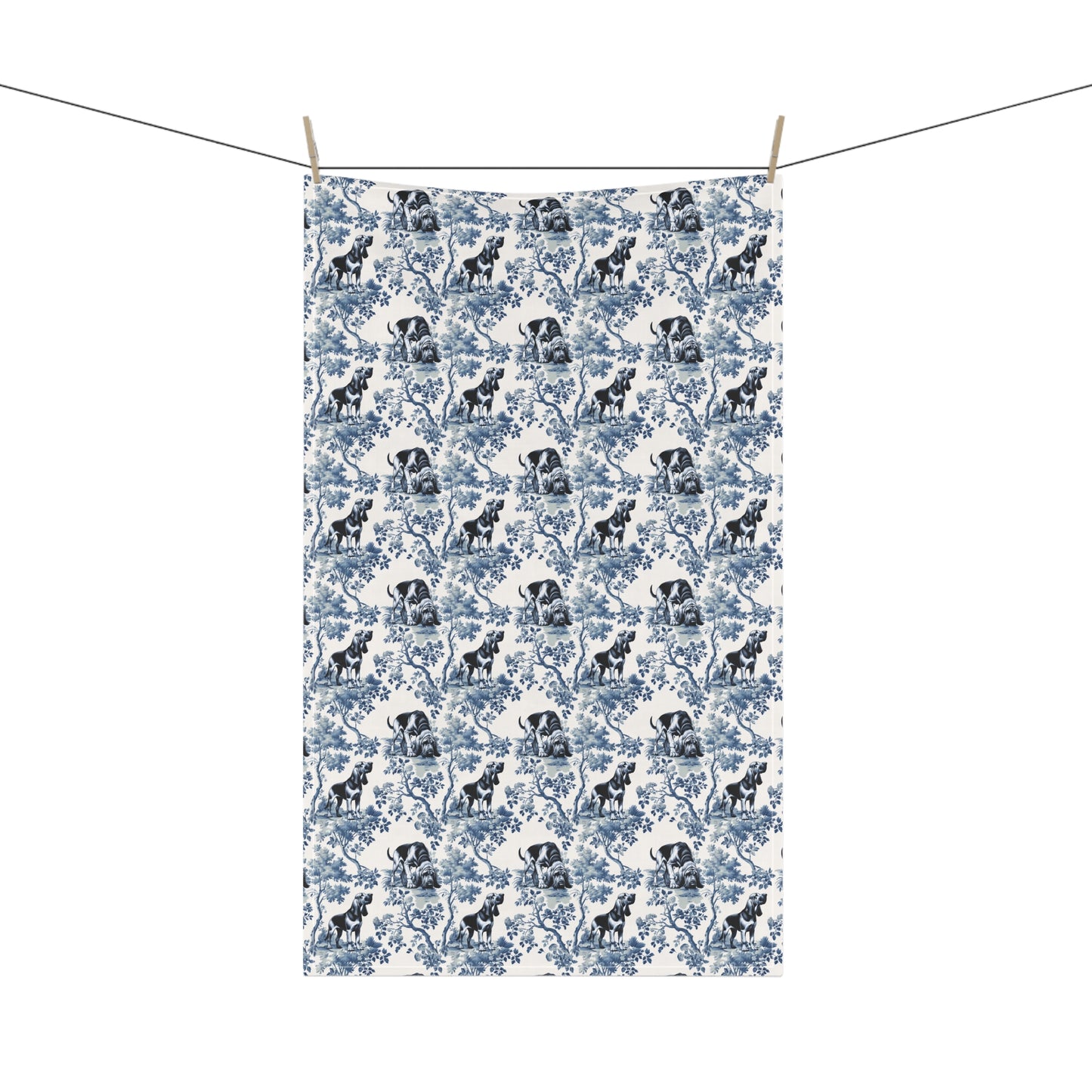 Bloodhound Cotton Tea Towels - Toile Pattern