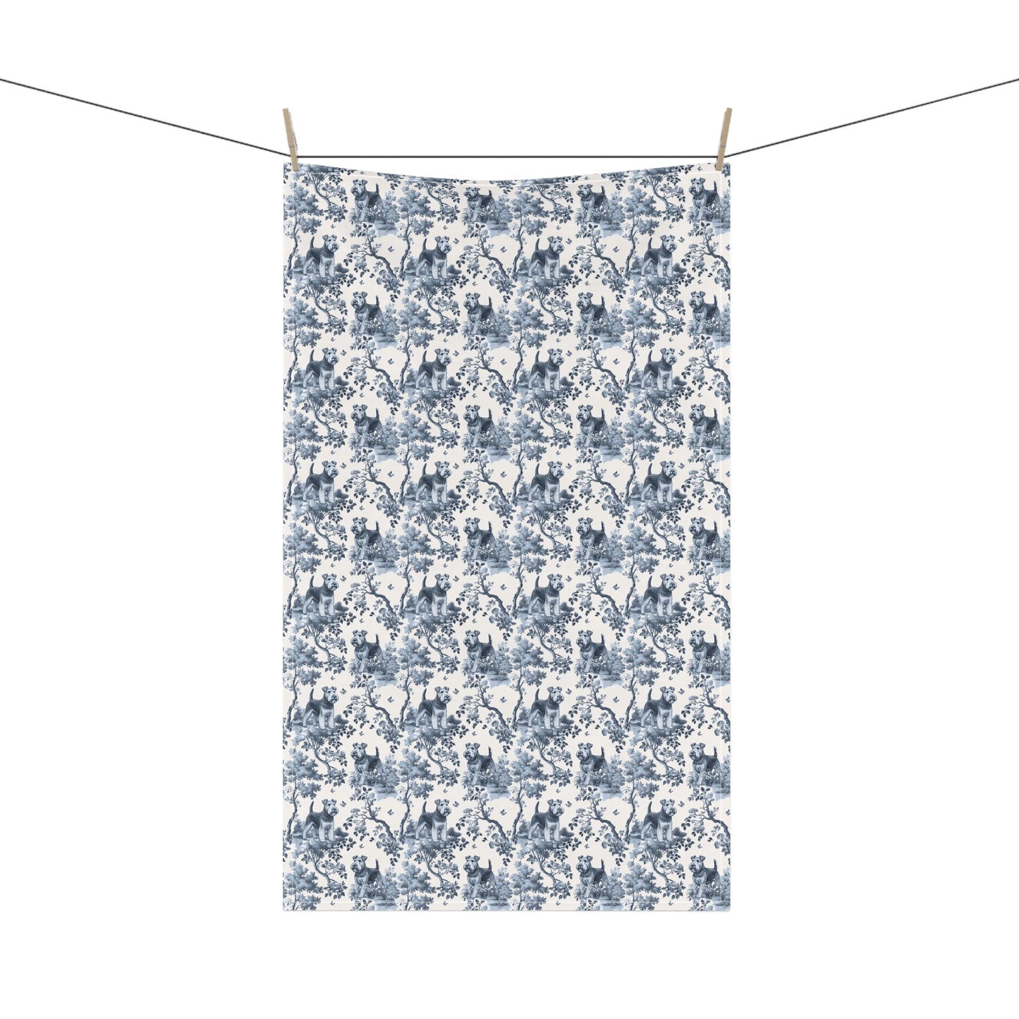 Welsh Terrier Cotton Tea Towels - Toile Pattern