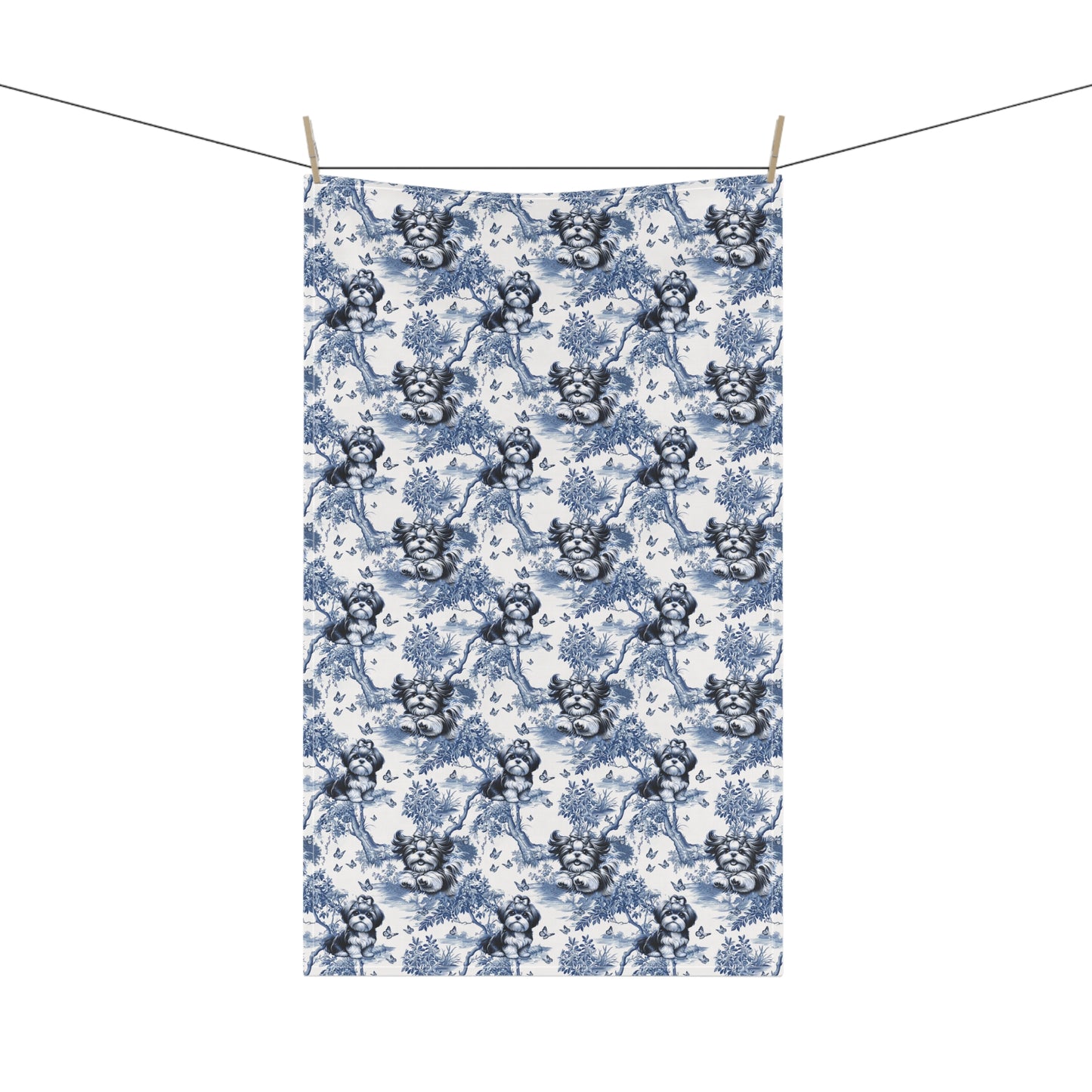 Shih Tzu Cotton Tea Towels - Toile Pattern