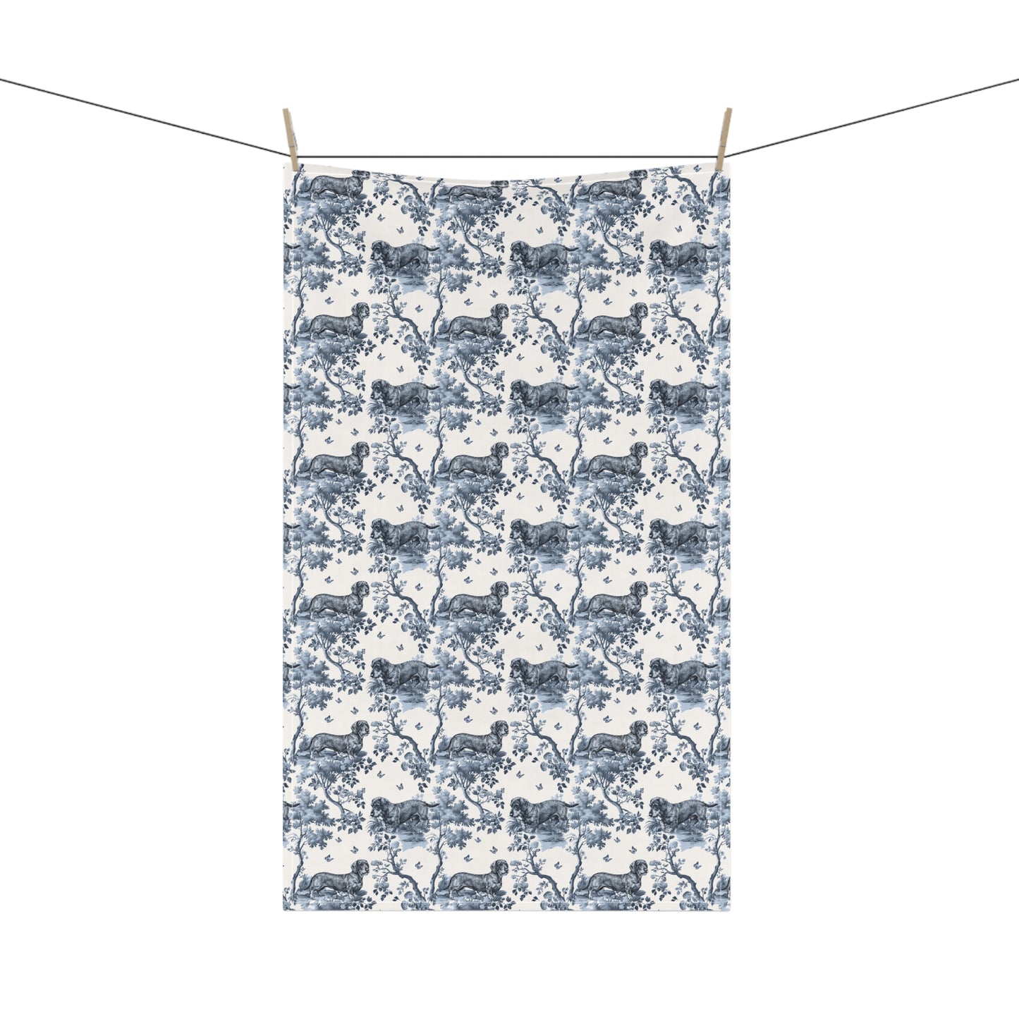 Wirehaired Dachshund Cotton Tea Towels - Toile Pattern