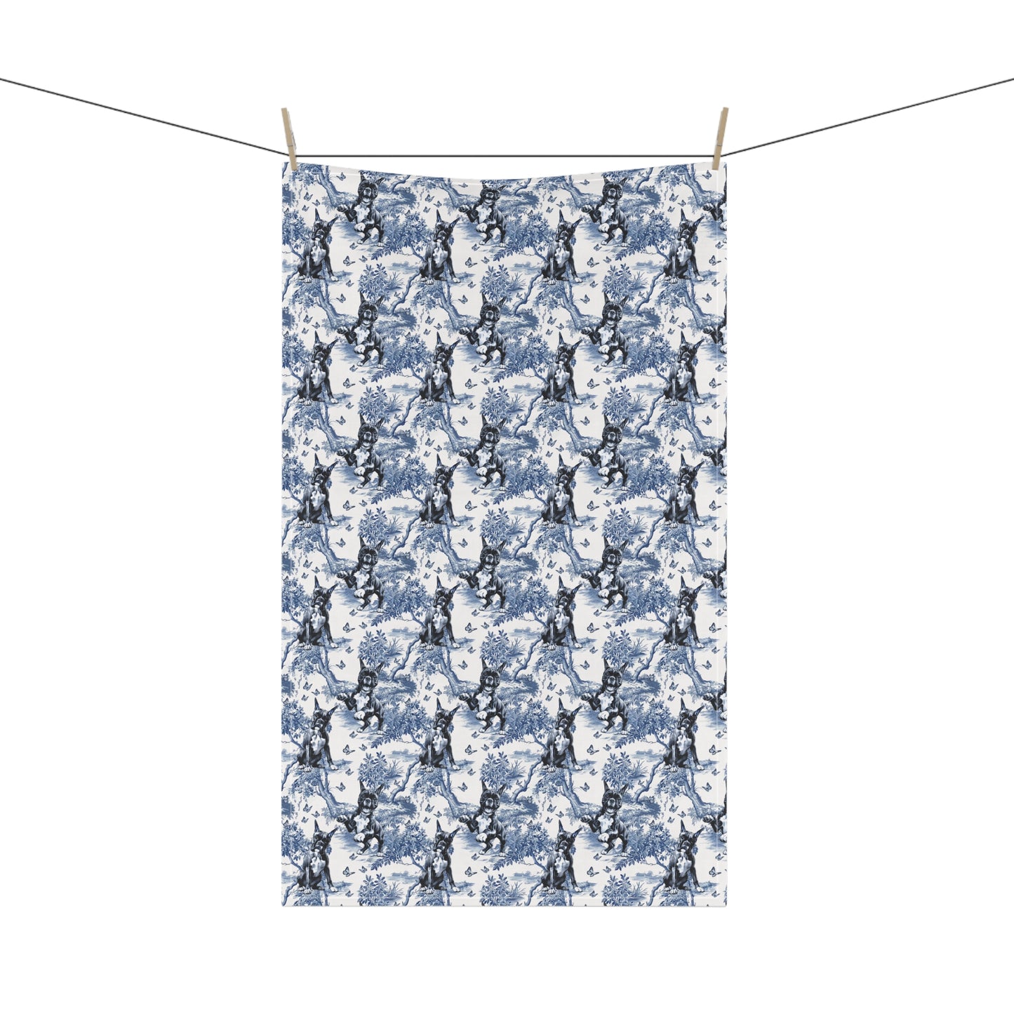 Boxer Cotton Tea Towels - Toile Pattern