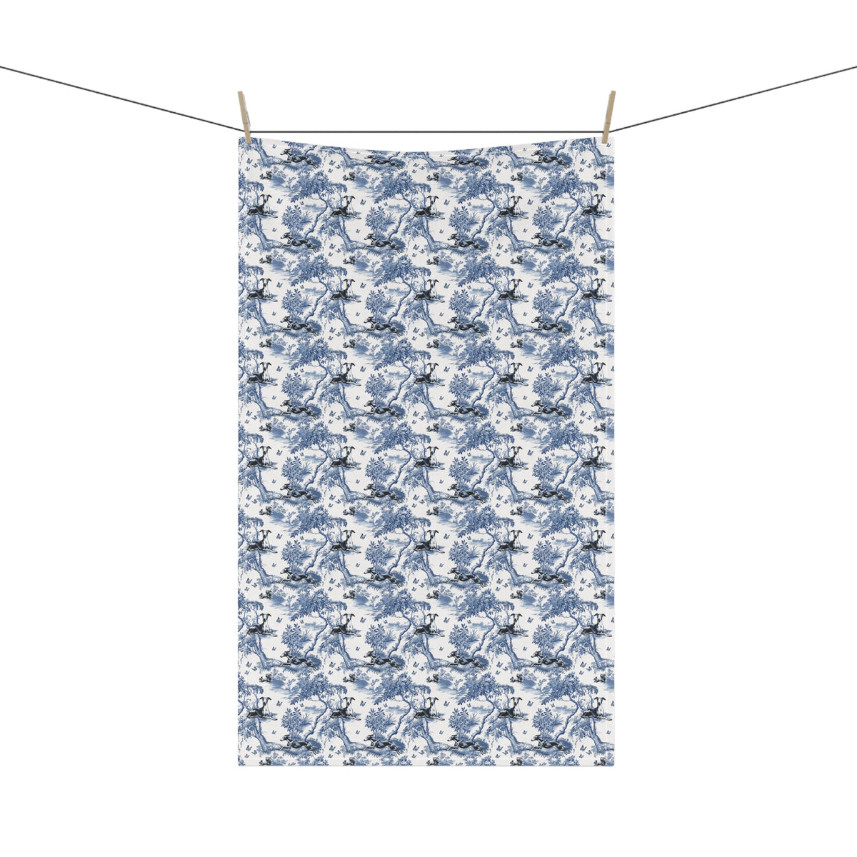 Italian Greyhound Garden Toile tea towel