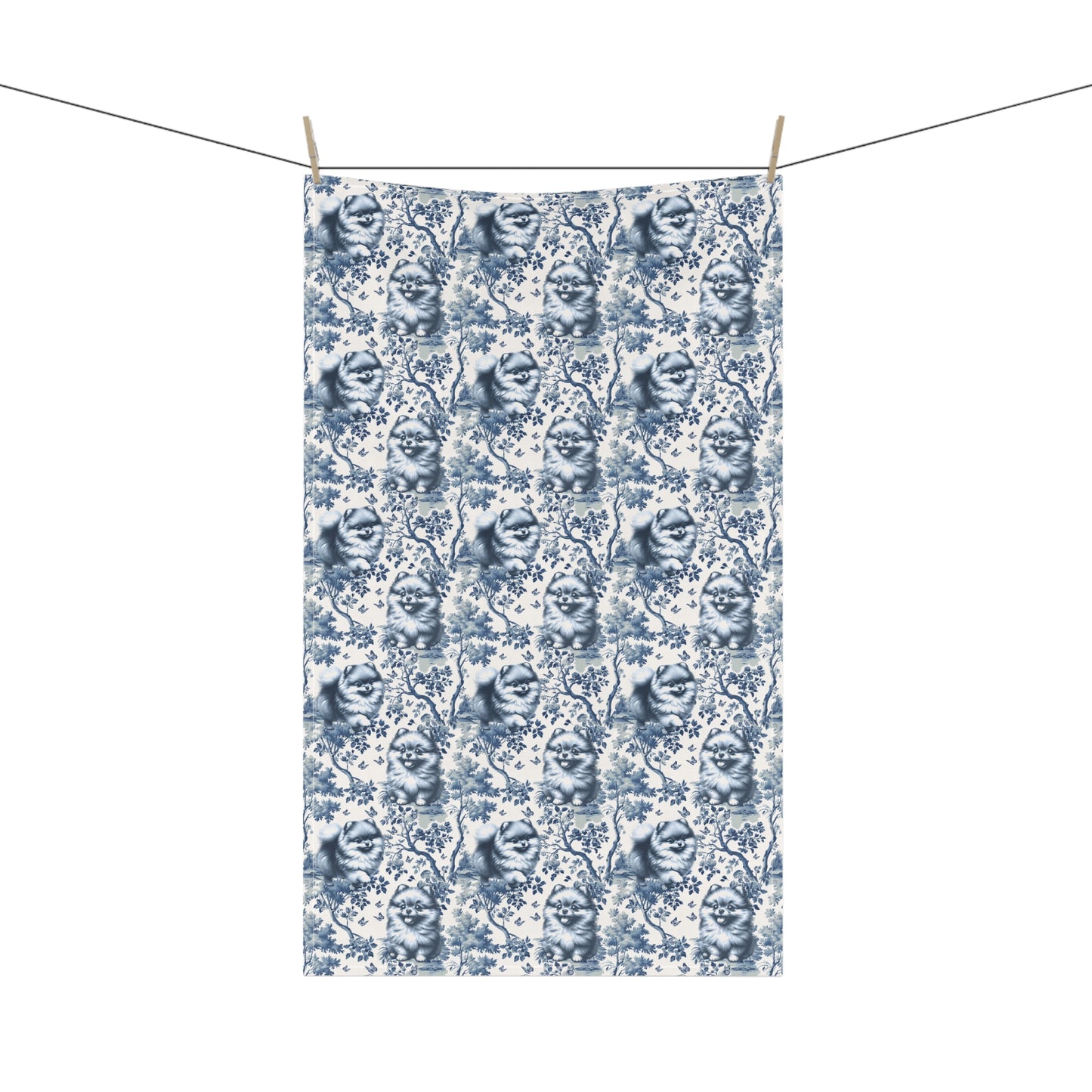 Pomeranian Cotton Tea Towels - Toile Pattern