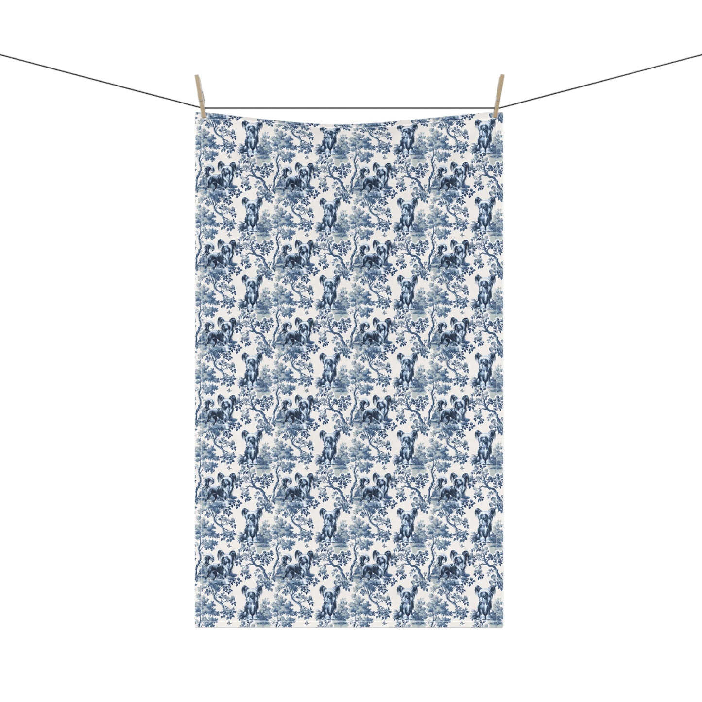 Chinese Crested Cotton Tea Towels - Toile Pattern