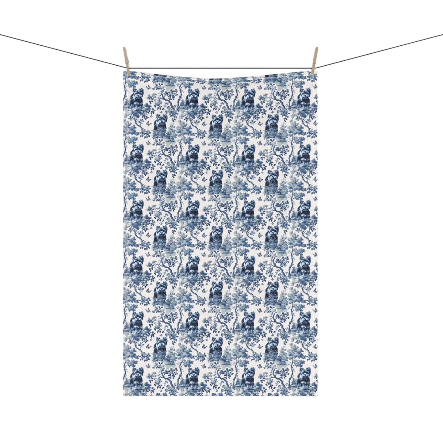 Yorkshire Terrier Cotton Tea Towels - Toile Pattern