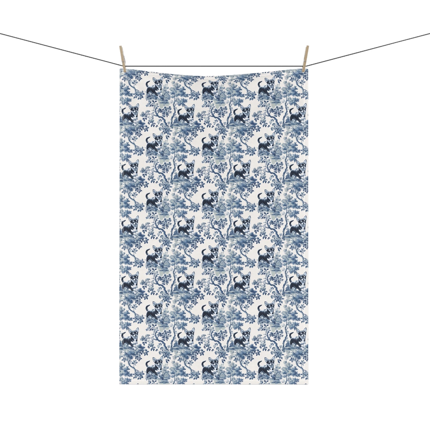 Chihuahua Cotton Tea Towels - Toile Pattern