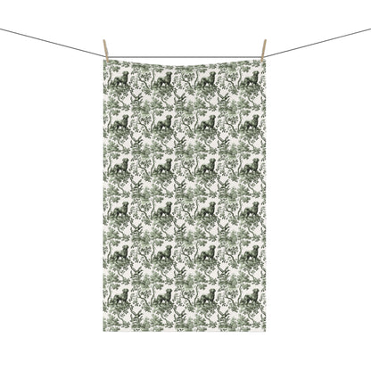 Chesapeake Bay Retriever Cotton Tea Towels - Sage Green Toile Pattern