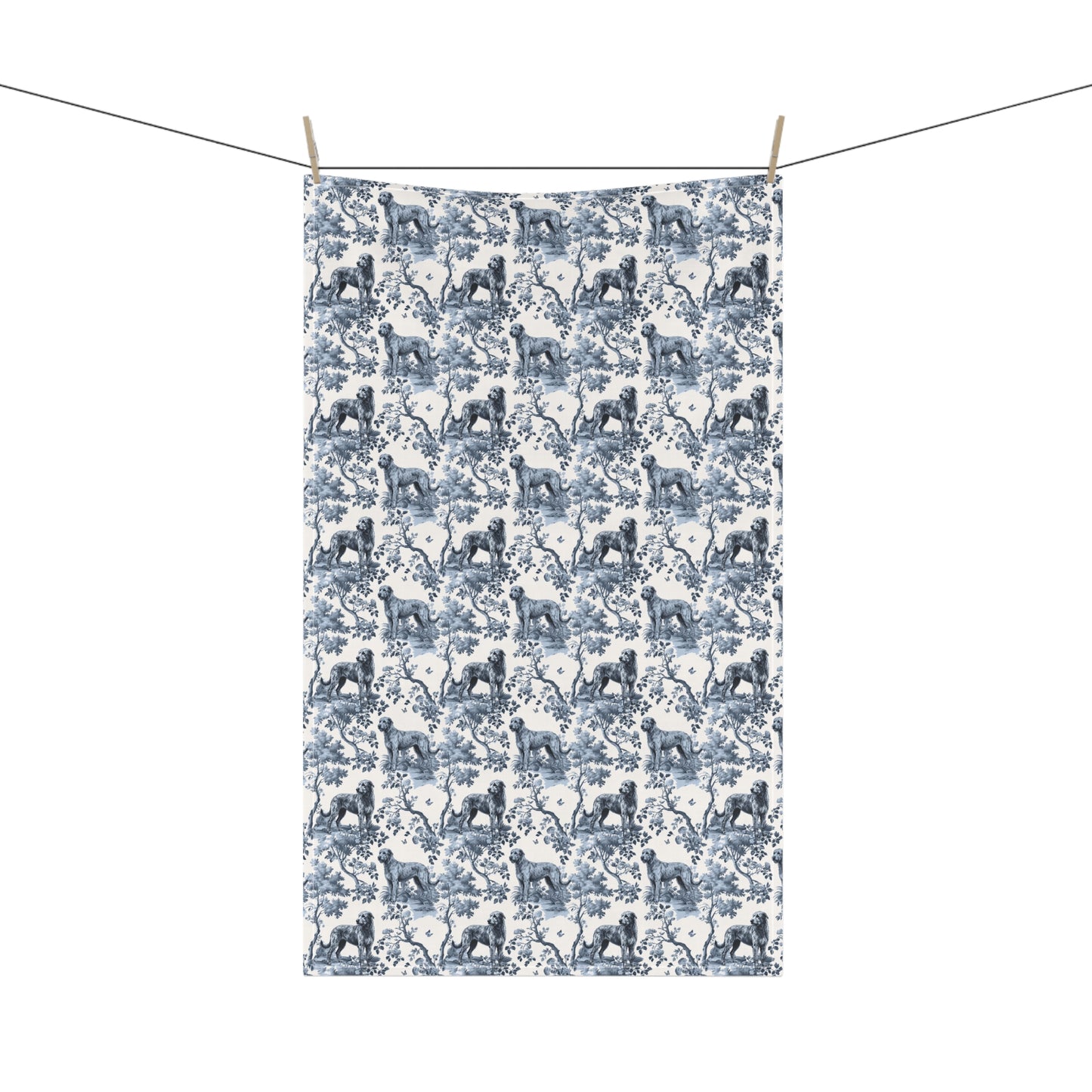 Irish Wolfhound Cotton Tea Towels - Toile Pattern
