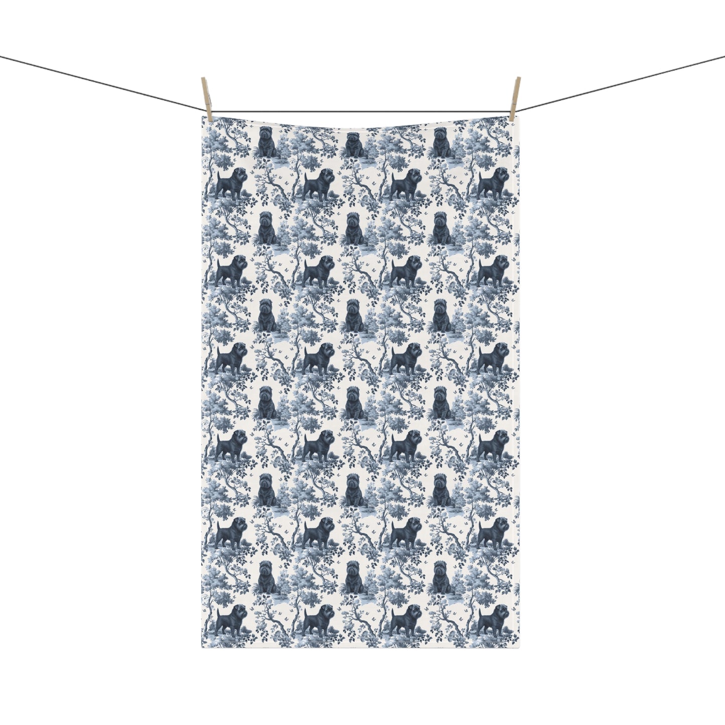 Affenpinscher Cotton Tea Towels - Toile Pattern