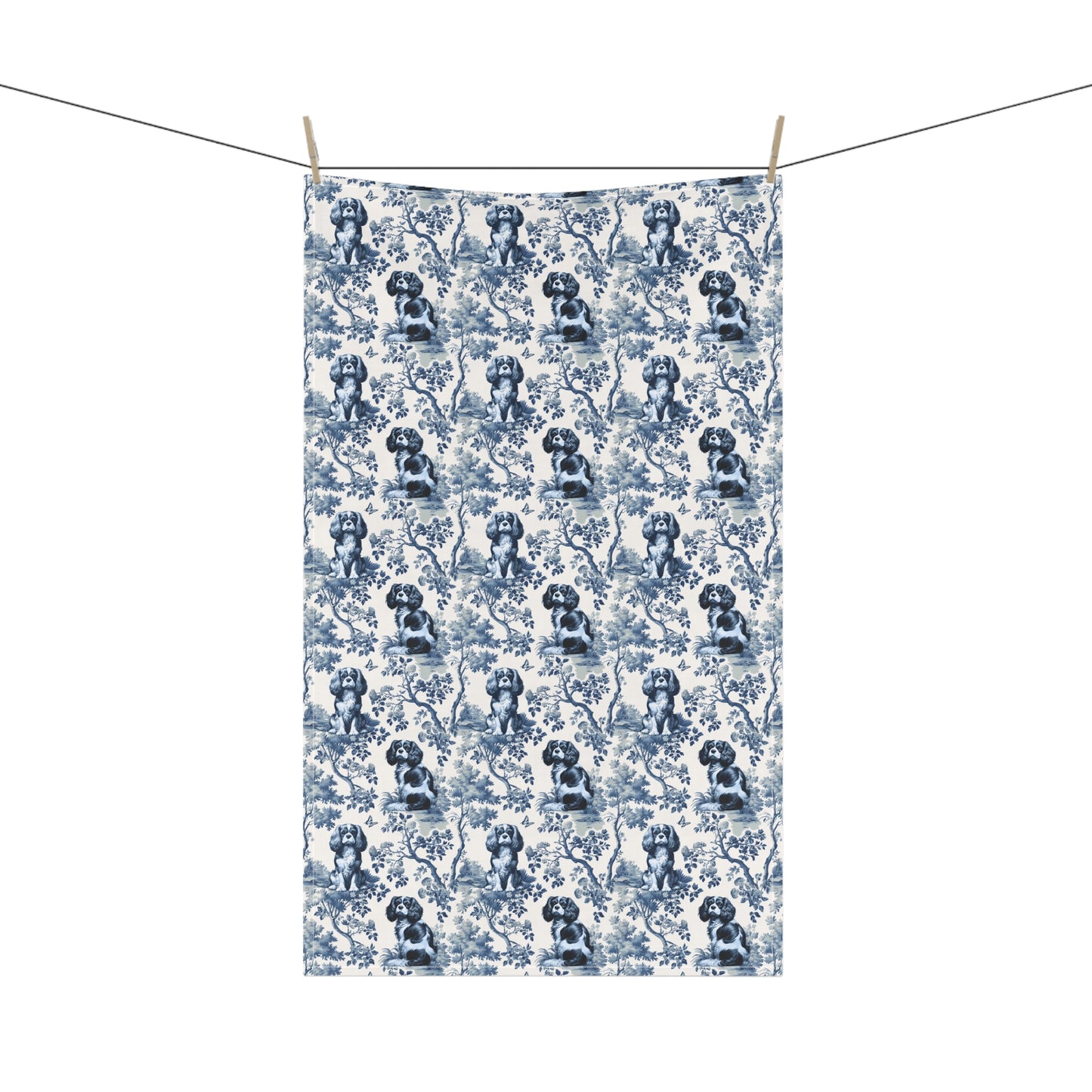 Cavalier King Charles Spaniel Cotton Tea Towels -Toile Pattern