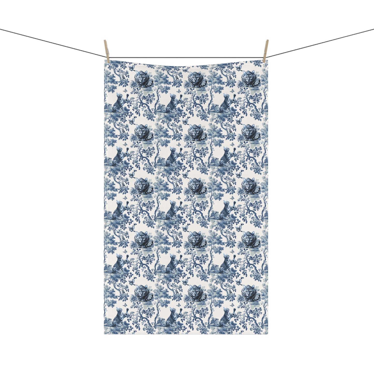 Bengal Cat Cotton Tea Towels - Toile Pattern