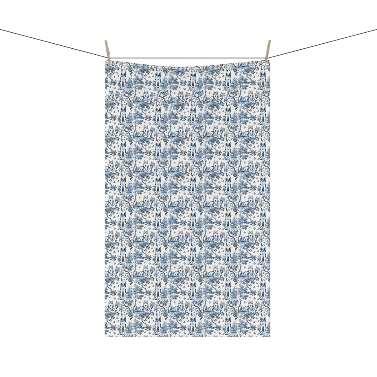 Siberian Husky Garden Toile tea towel