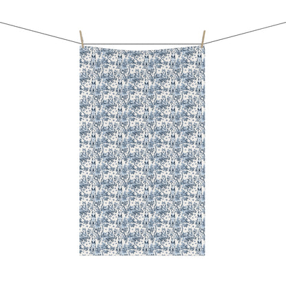 Siberian Husky Garden Toile tea towel