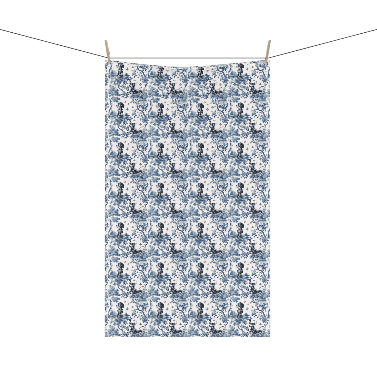 Dachshund Cotton Tea Towels - Toile Pattern