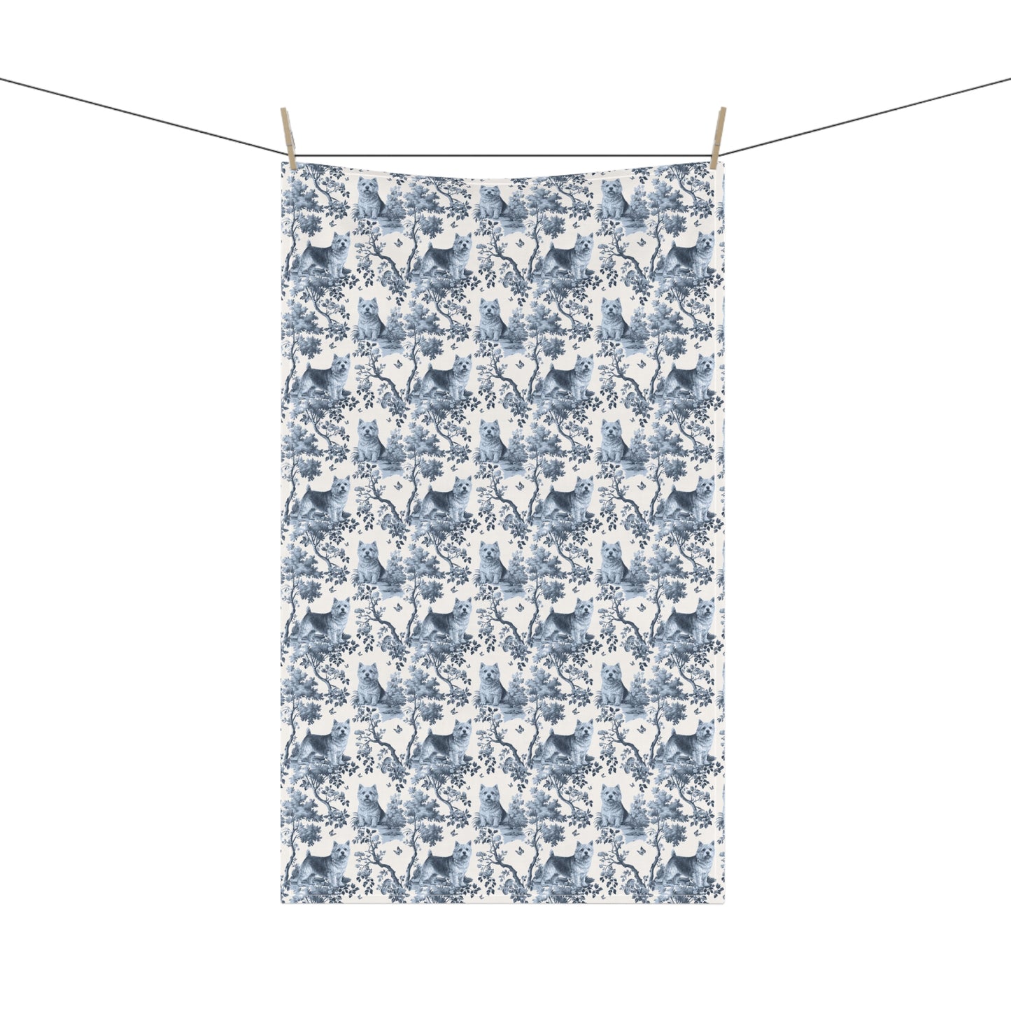 Norwich Terrier Cotton Tea Towels - Toile Pattern