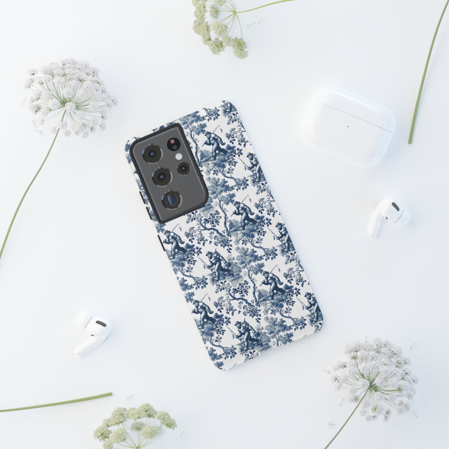 Bigfoot Fishing Phone Case - Toile Pattern