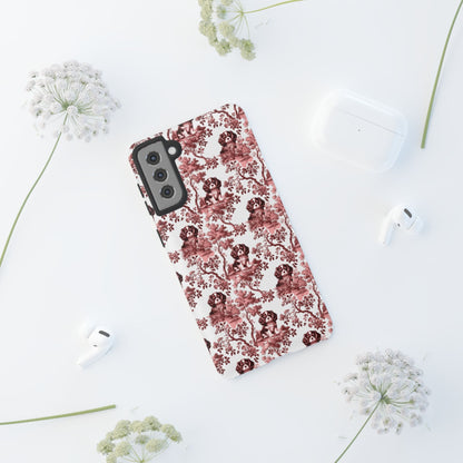 Cavalier King Charles Spaniel Phone Case -  Pink Toile Pattern