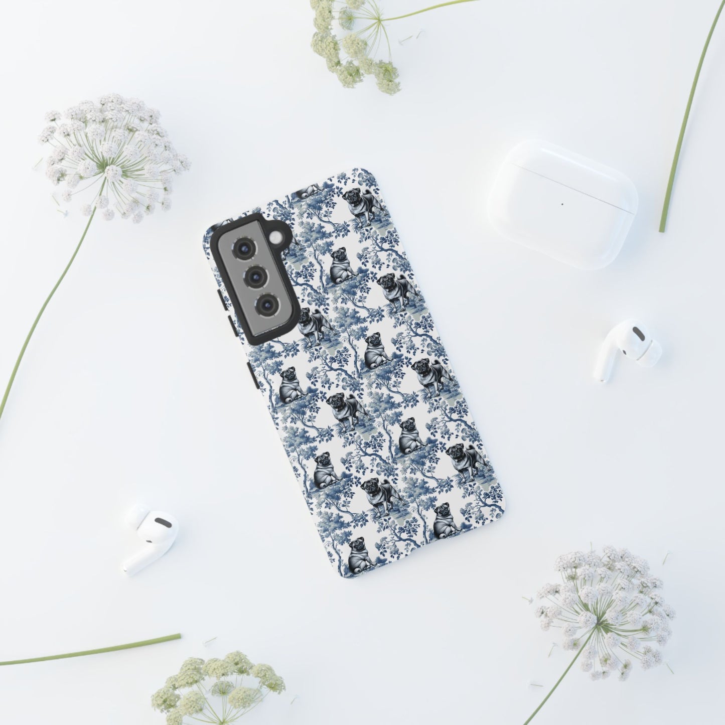Pug Phone Case - Toile Pattern