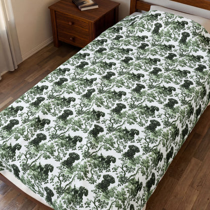 Boykin Spaniel Blanket - Sage Green Toile Pattern