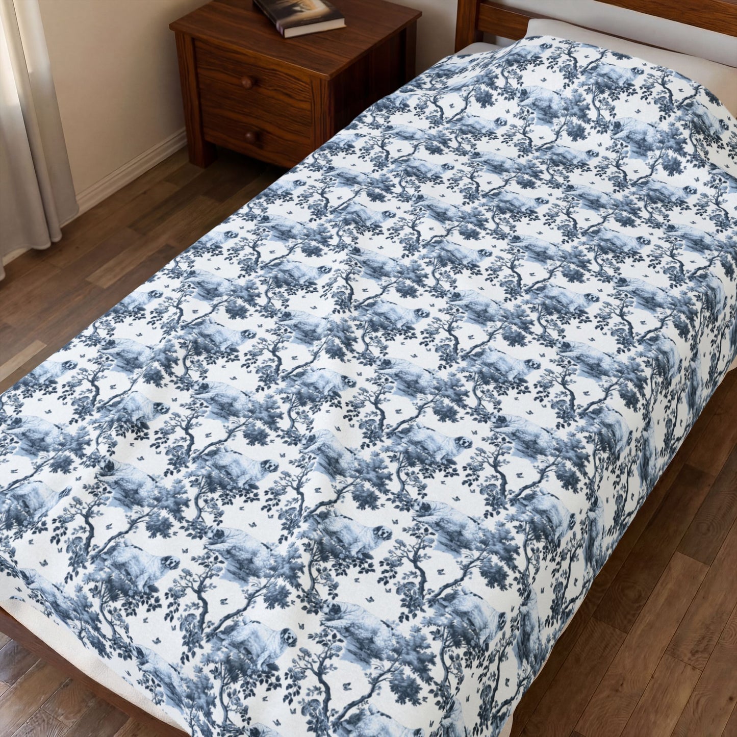 Clumber Spaniel Blanket - Toile Pattern