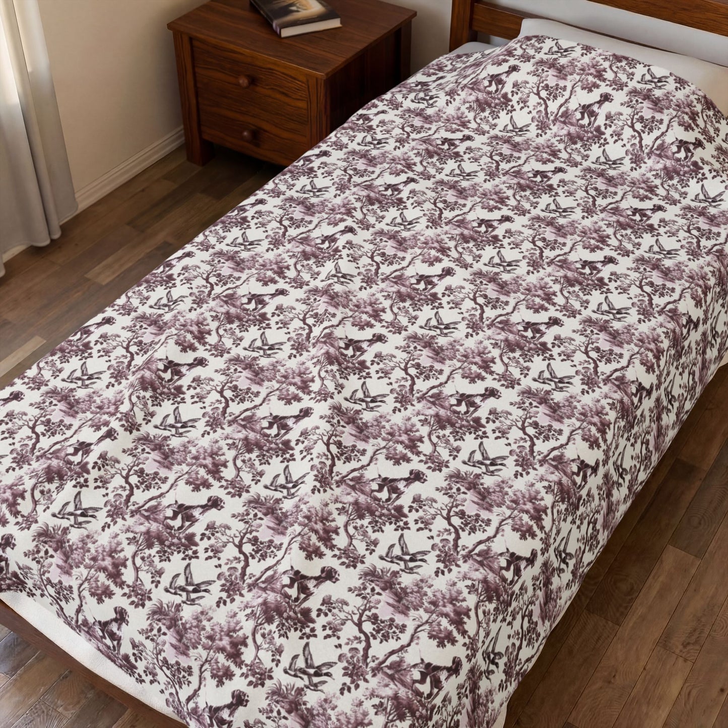 German Shorthaired Pointer Blanket - Pink Toile Pattern