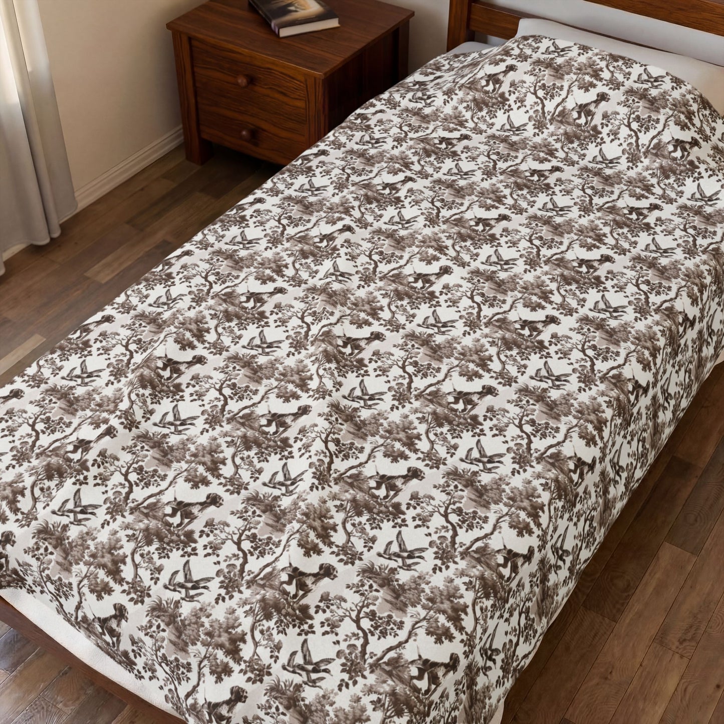 German Shorthaired Pointer Blanket - Brown Toile Pattern