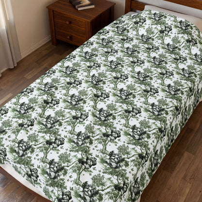 Shih Tzu Blanket - Sage Green Toile Pattern