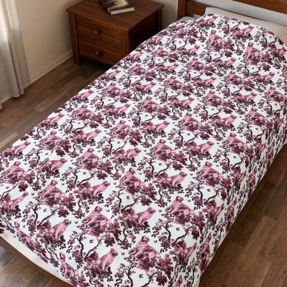 Golden Retriever Blanket - Red Toile Pattern