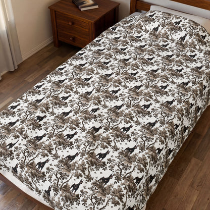 Doberman Blanket - Brown Toile Pattern