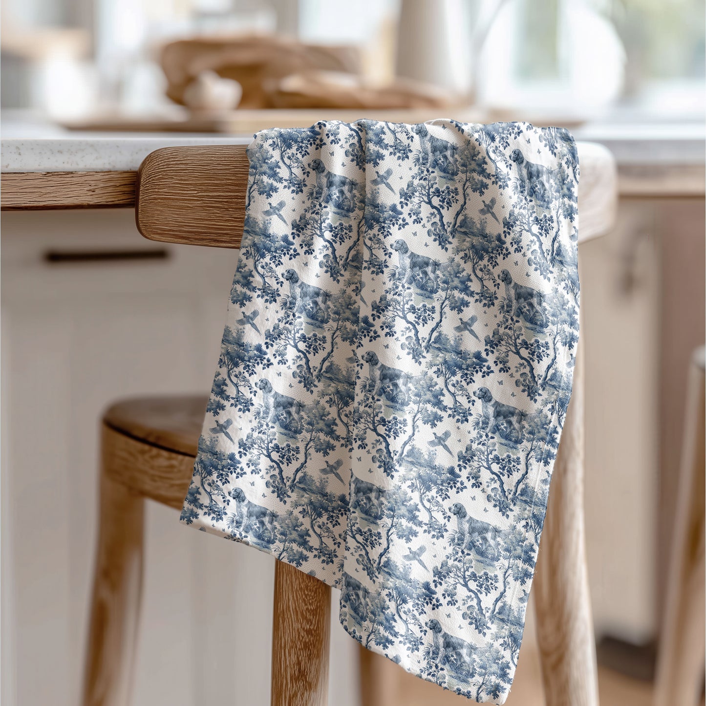 Welsh Springer Spaniel Cotton Tea Towels - Toile Pattern